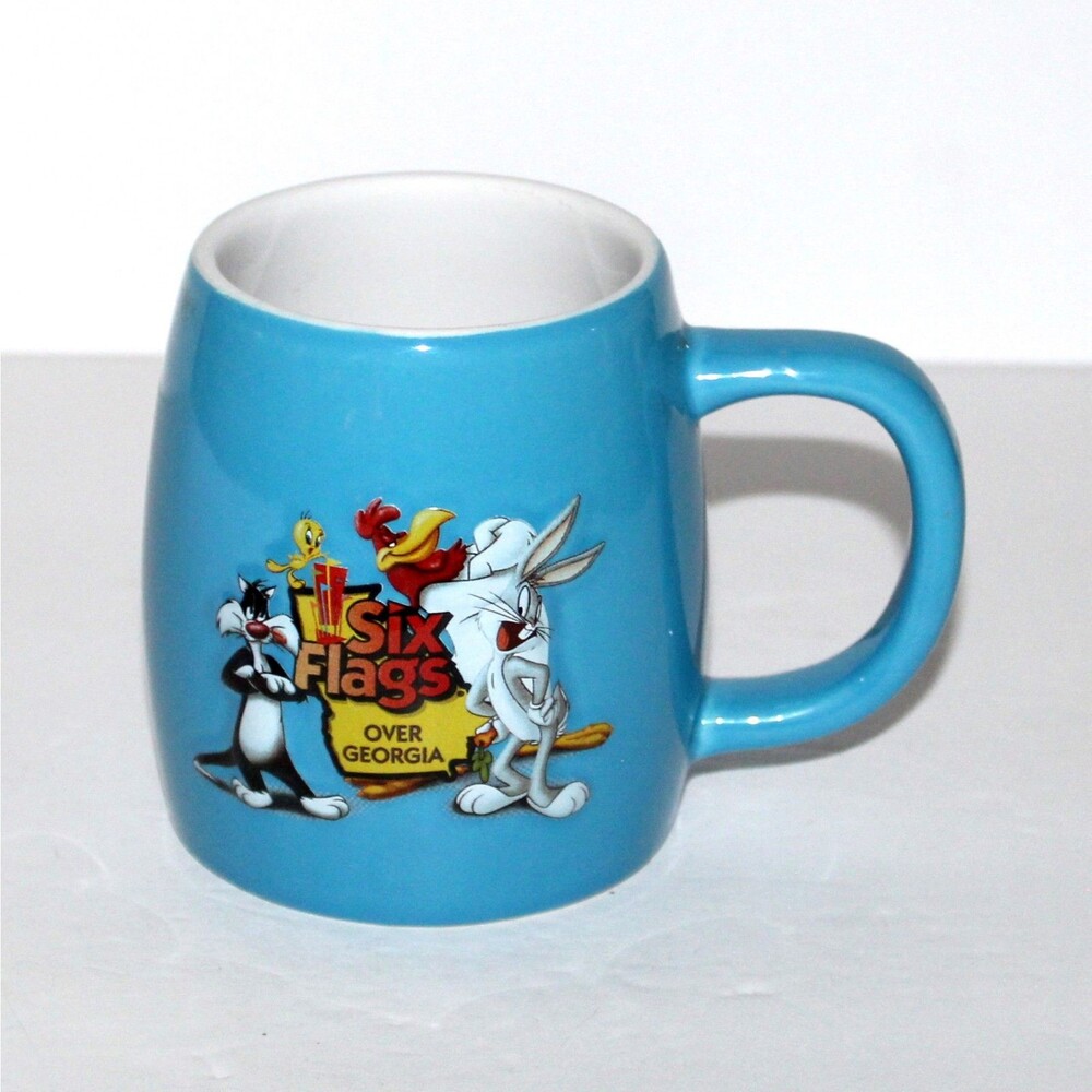 Six Flags Over Georgia mug Looney Tunes blue 12 fl oz